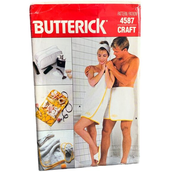 Butterick 4587 Craft Pattern Bath Accessories Misses/Mens Cover-Up Cosmetic Bag - Picture 1 of 2